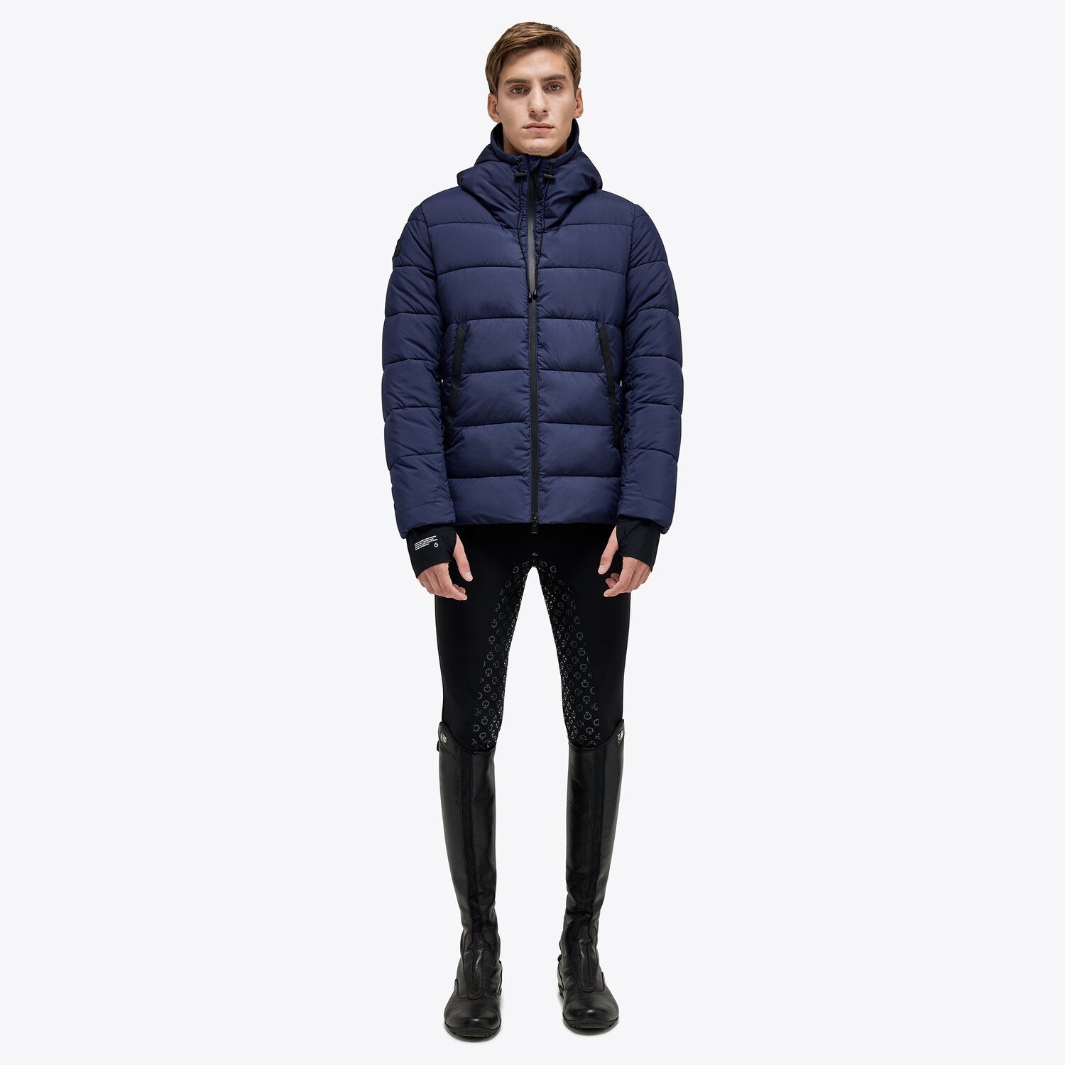 CAVALLERIA TOSCANA Geo Cut Nylon Hooded Puffer Jacket - Navy