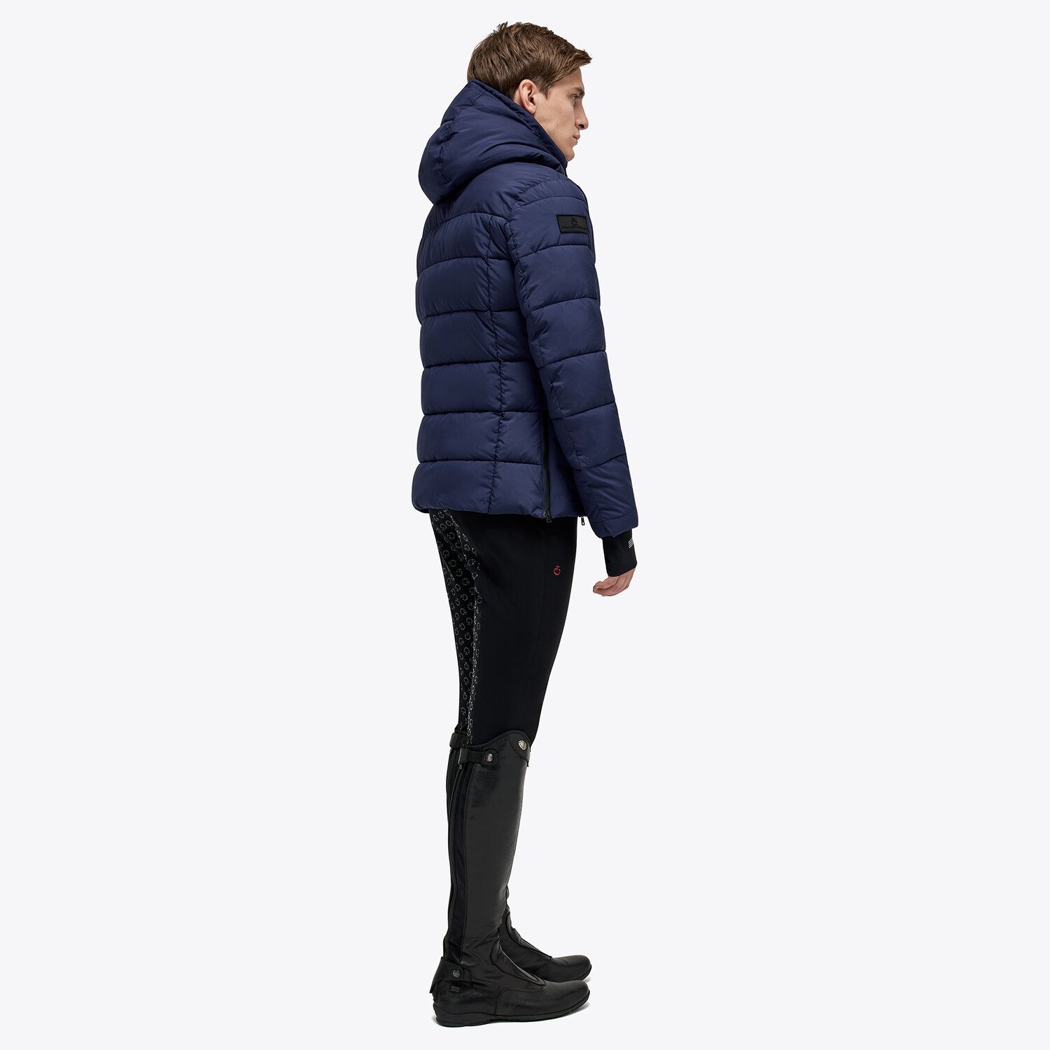 CAVALLERIA TOSCANA Geo Cut Nylon Hooded Puffer Jacket - Navy