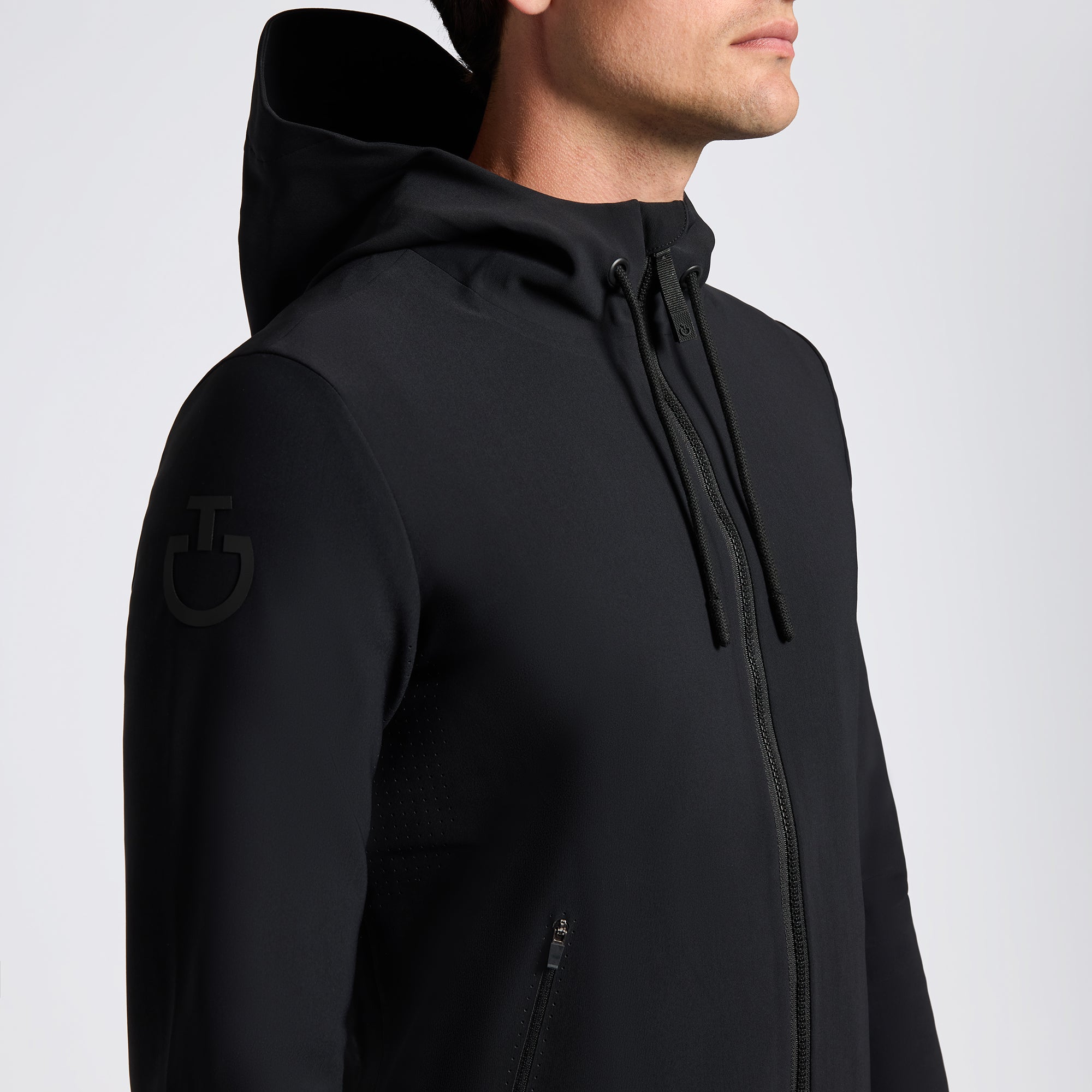 CAVALLERIA TOSCANA MEN'S SOFTSHELL WITH HOOD AND PERFORATED JERSEY INSERTS