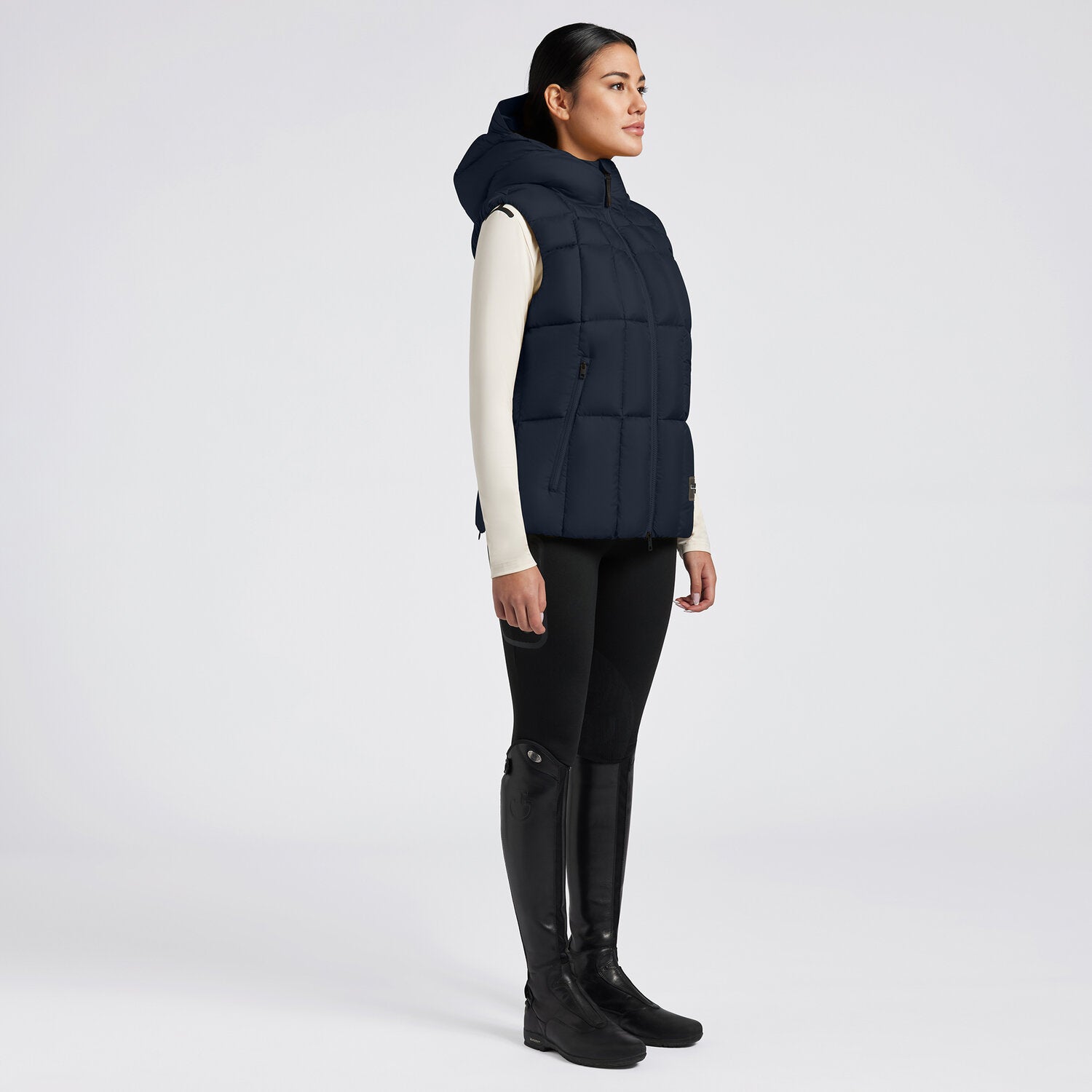 CAVALLERIA TOSCANA WOMEN'S HOODED DOWN PADDED NYLON VEST