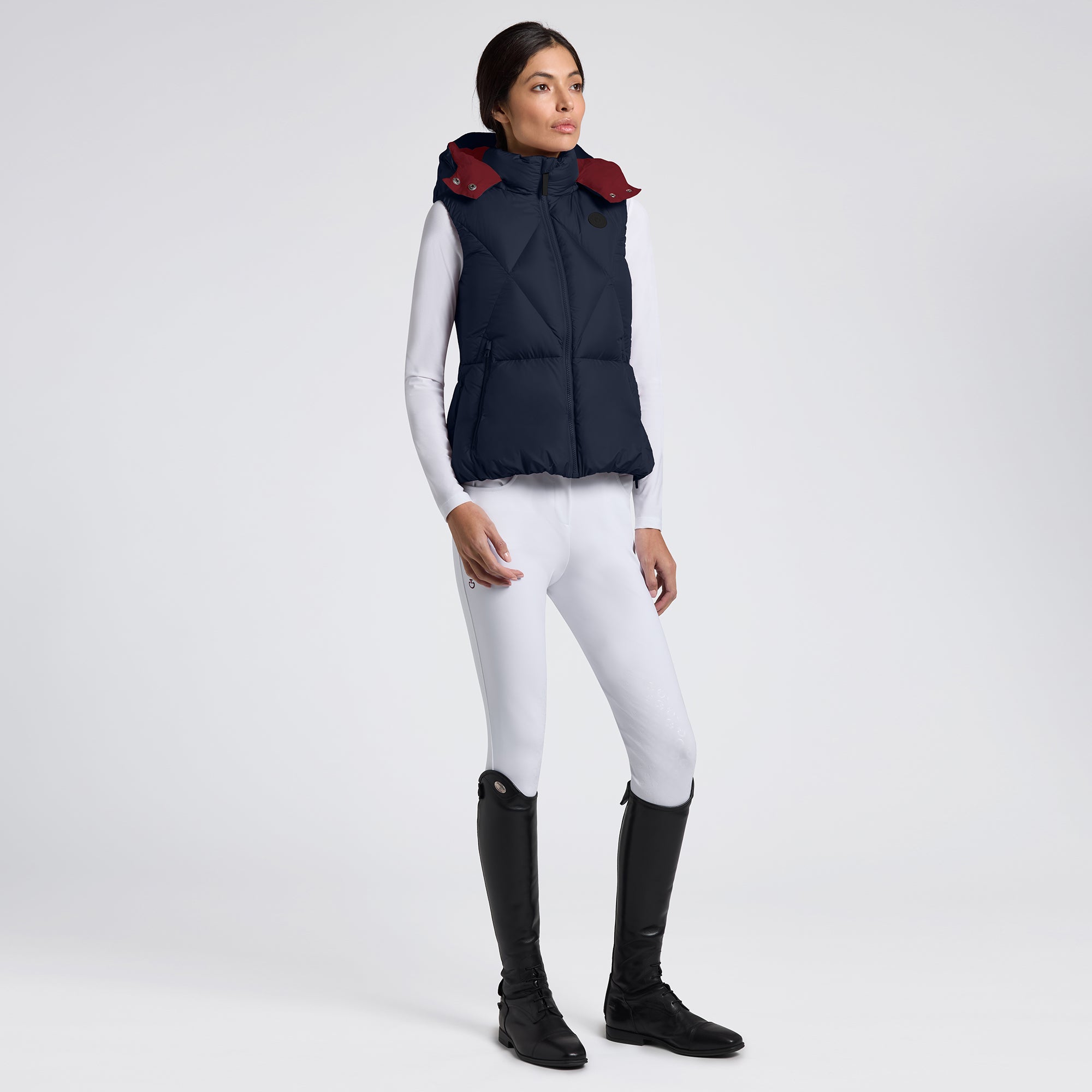 CAVALLERIA TOSCANA WOMENS HOODED DOWN PADDED NYLON VEST