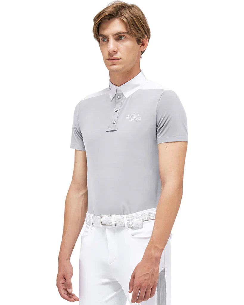 CAVALLERIA TOSCANA MEN'S JERSEY S/S COMPETITION POLO WITH EMBROIDERED LOGO