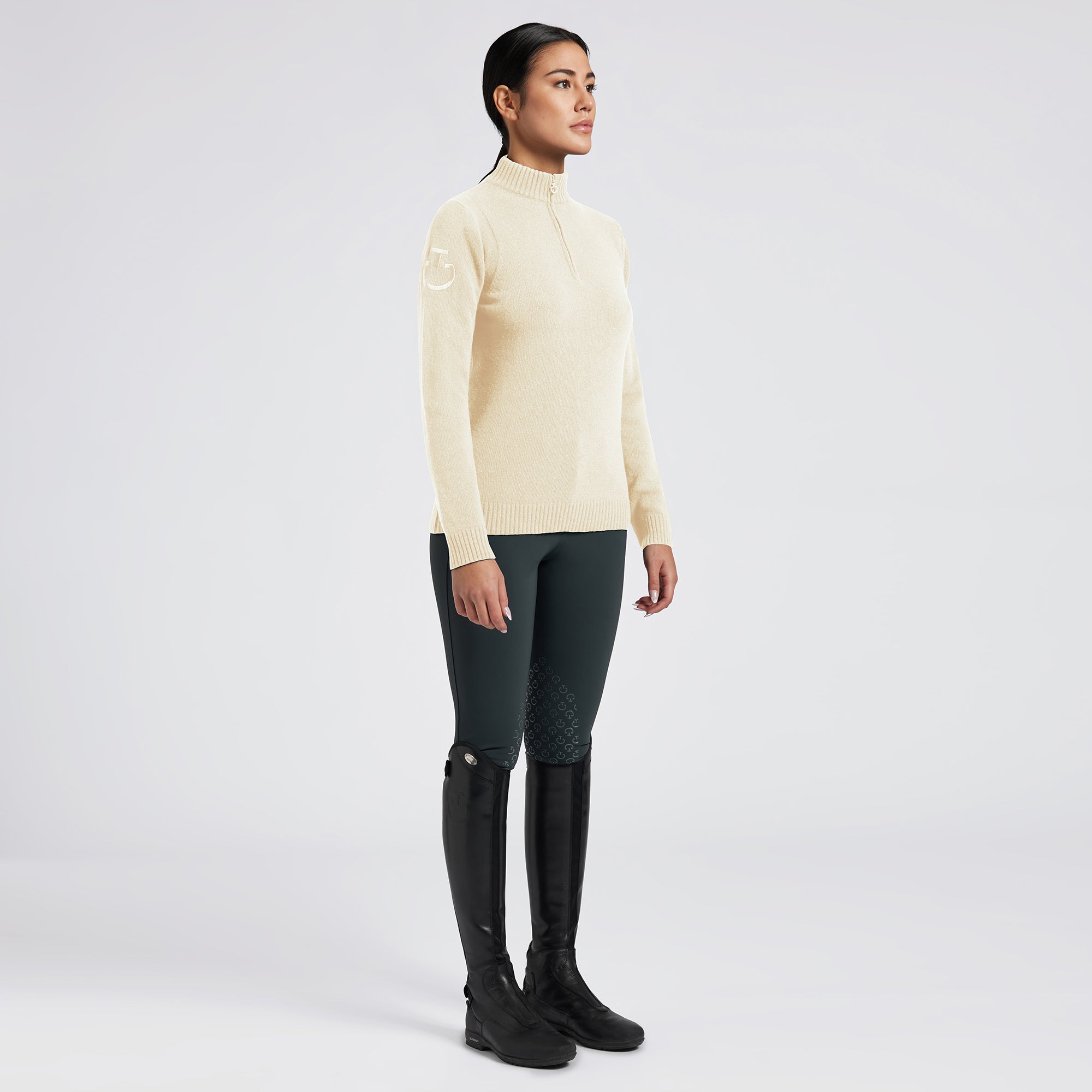 CAVALLERIA TOSCANA Lambswool Half Zip Turtleneck Sweater - Sand - Small