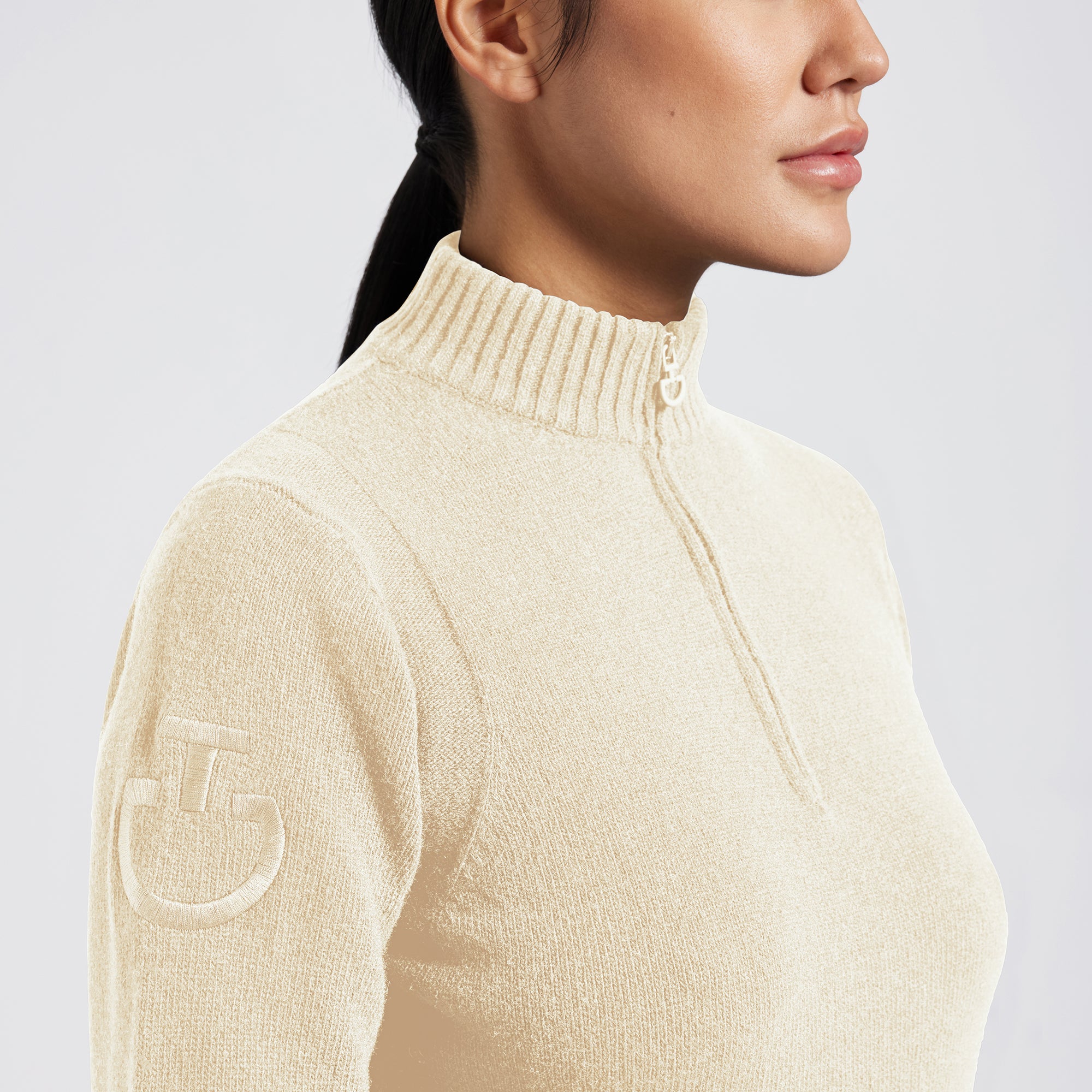 CAVALLERIA TOSCANA Lambswool Half Zip Turtleneck Sweater - Sand - Small