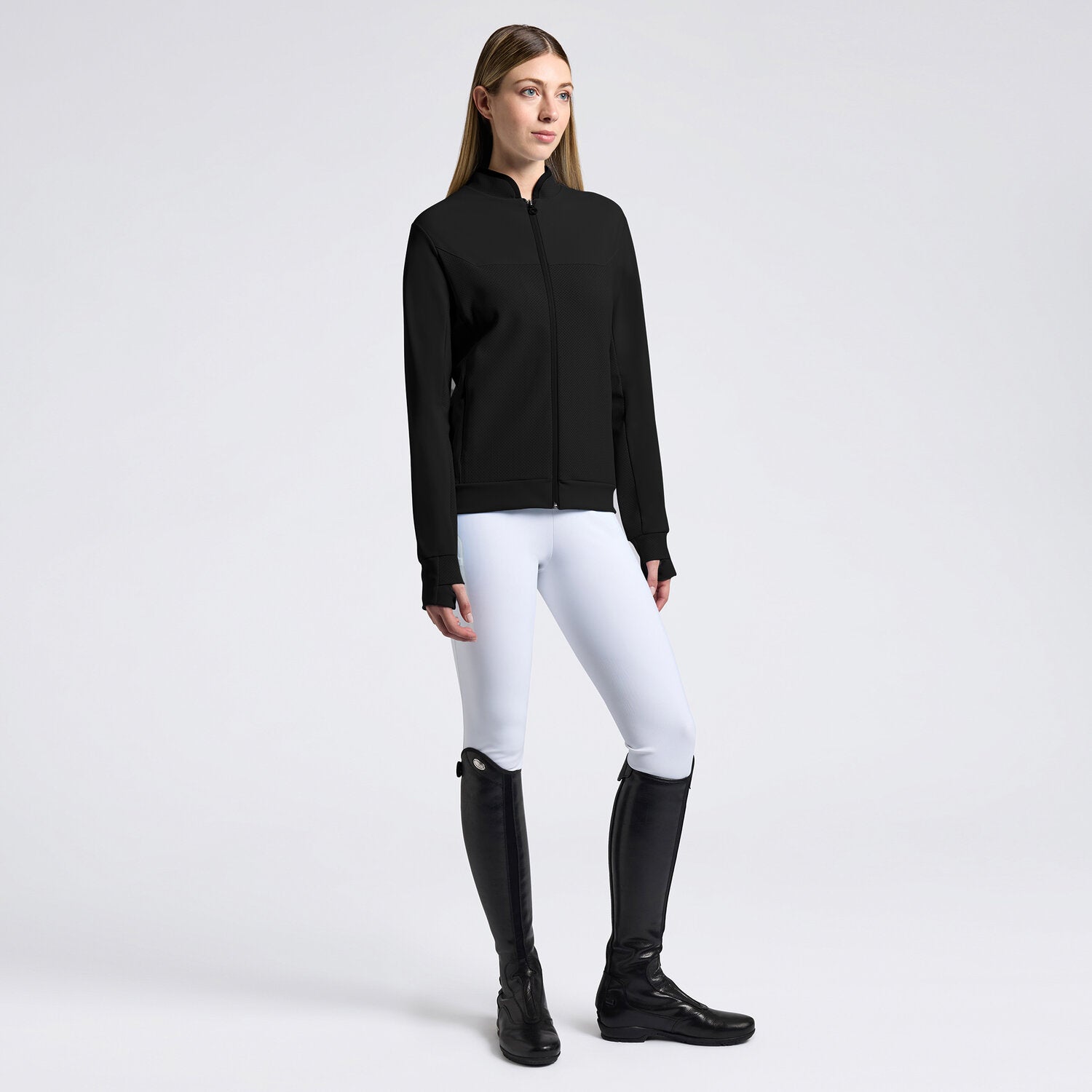 CAVALLERIA TOSCANA WOMEN'S TECHNICAL CREW NECK SWEATSHIRT WITH ZIP