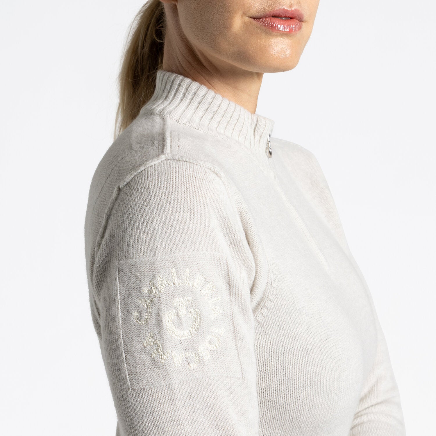 CAVALLERIA TOSCANA WOMEN'S PURE WOOL HALF ZIP TURTLENECK SWEATER