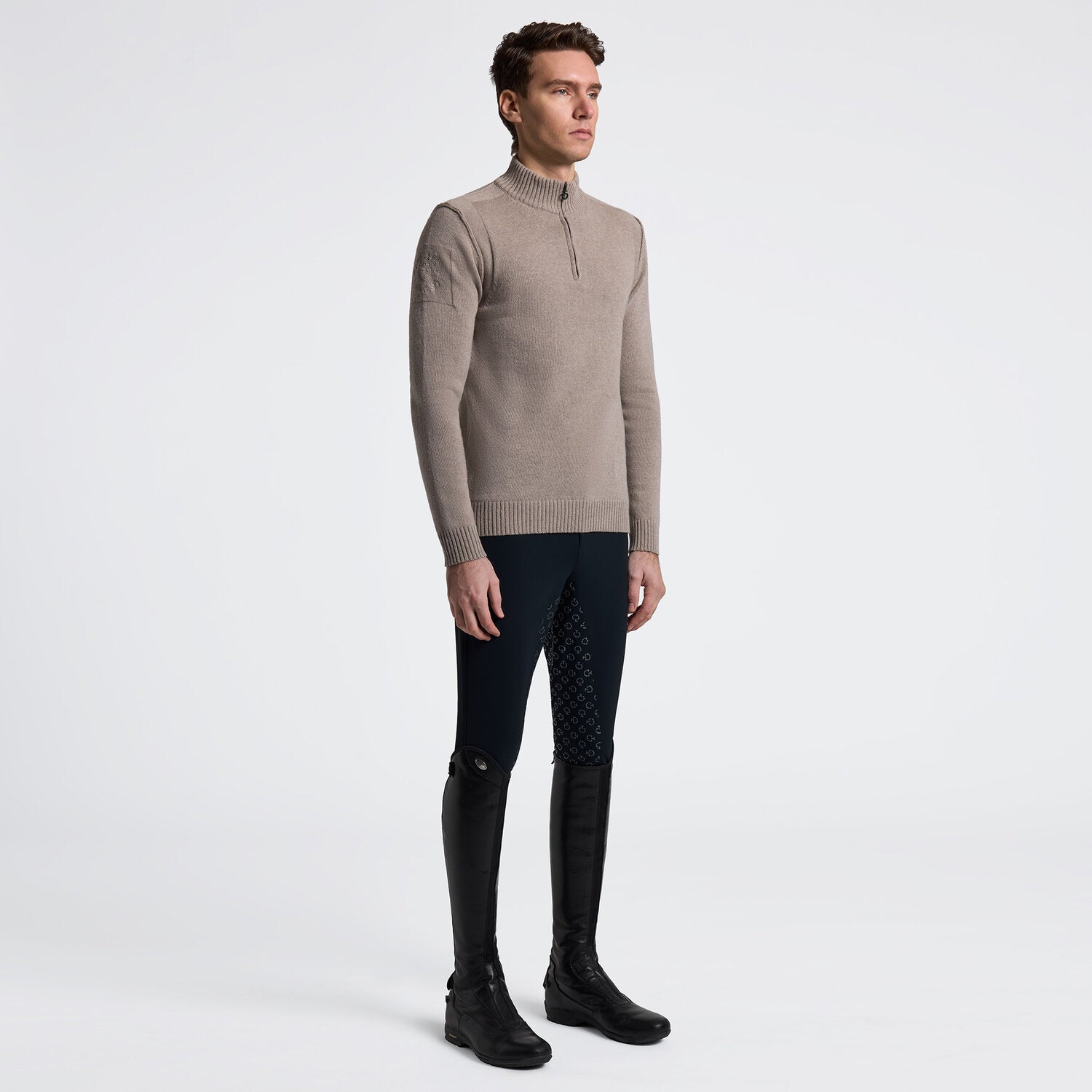 CAVALLERIA TOSCANA MEN'S PURE WOOL HALF ZIP TURTLENECK SWEATER