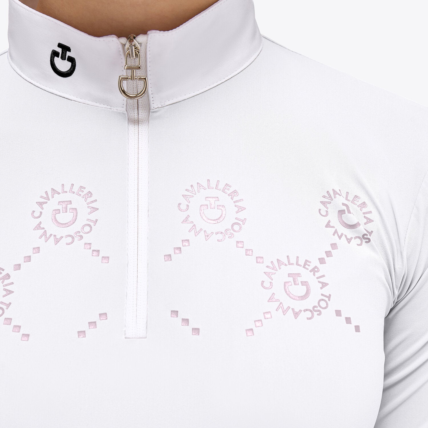 CAVALLERIA TOSCANA MINI ORBIT PRINT JERSEY L/S COMPETITION ZIP POLO
