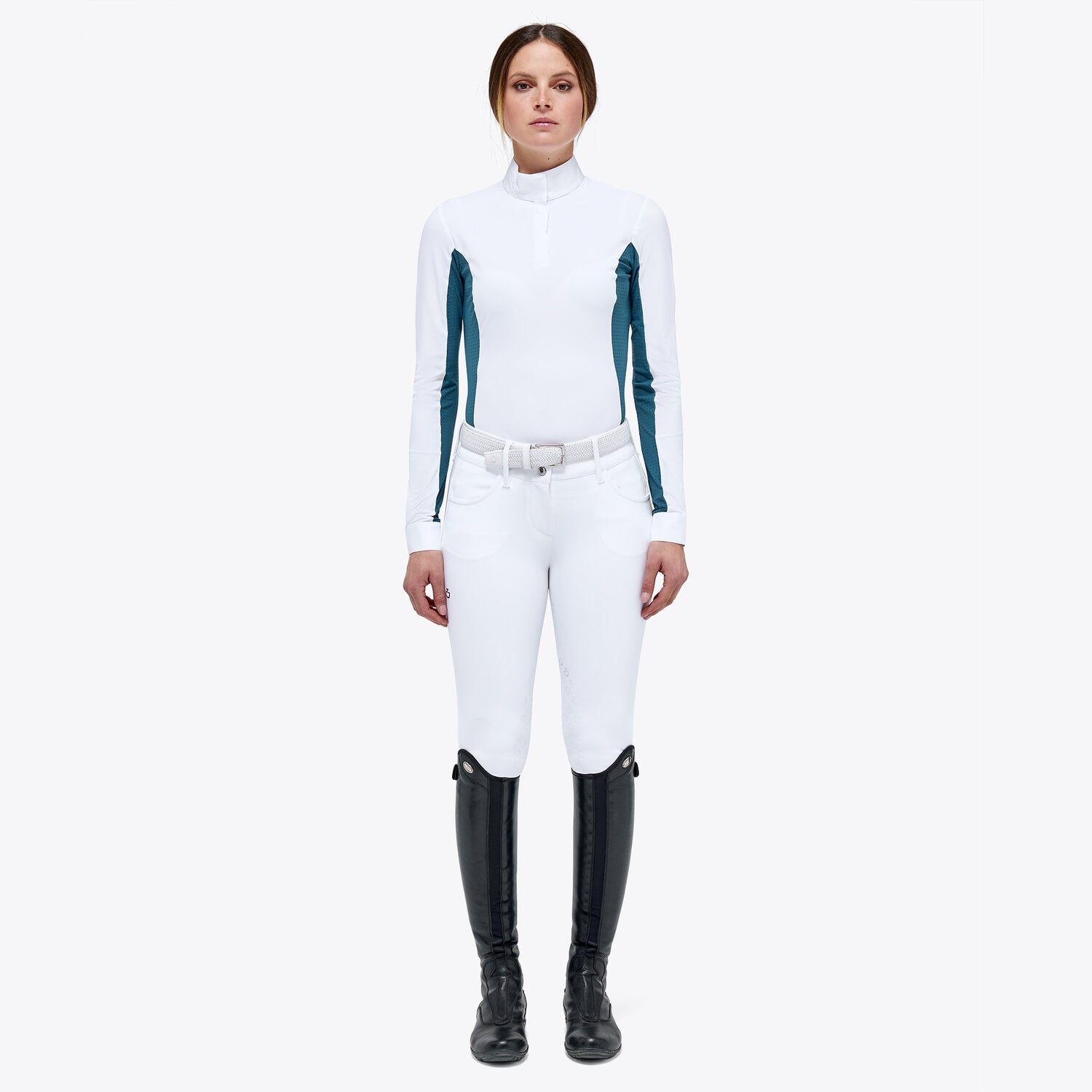 CAVALLERIA TOSCANA WOMEN`S JERSEY L/S COMPETITION SHIRT WITH PERFORATED INSERTS