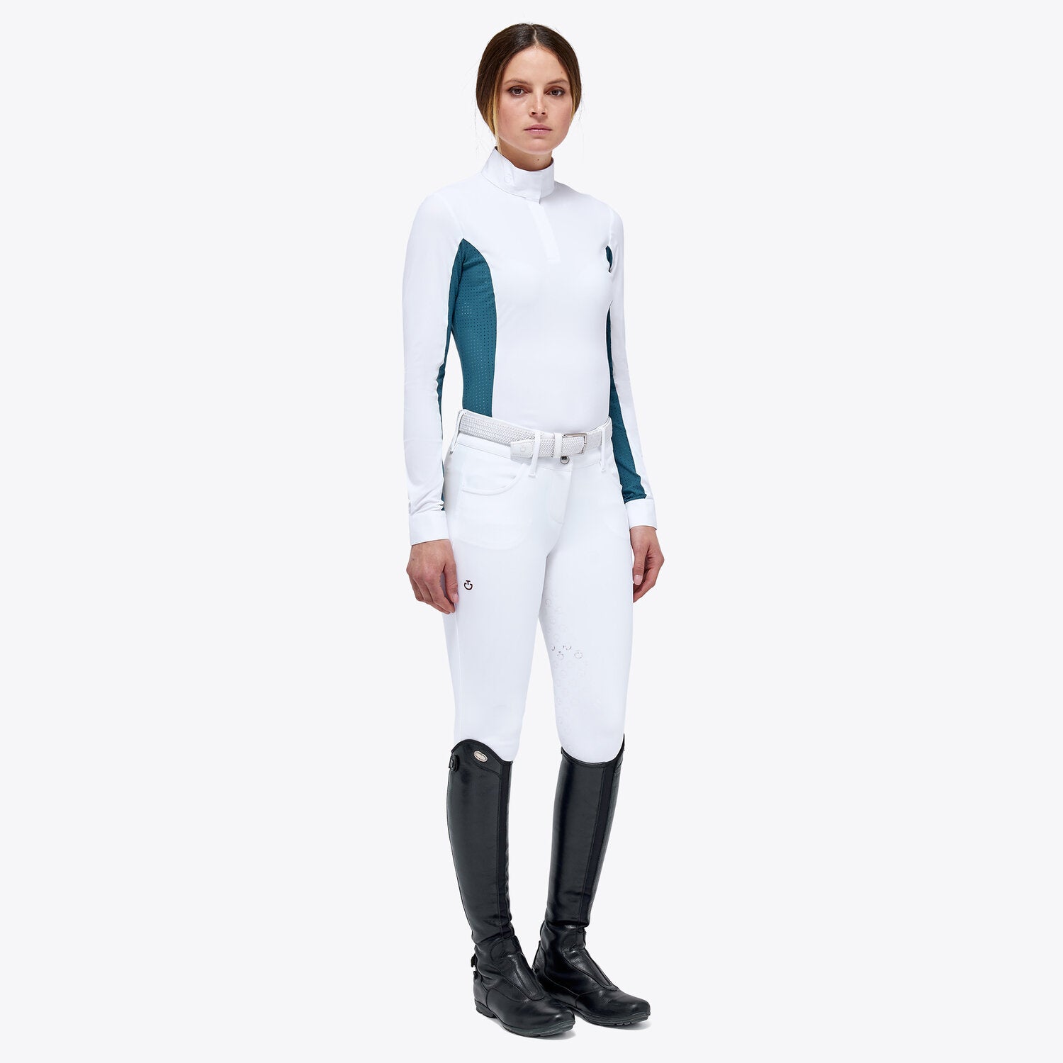 CAVALLERIA TOSCANA WOMEN`S JERSEY L/S COMPETITION SHIRT WITH PERFORATED INSERTS