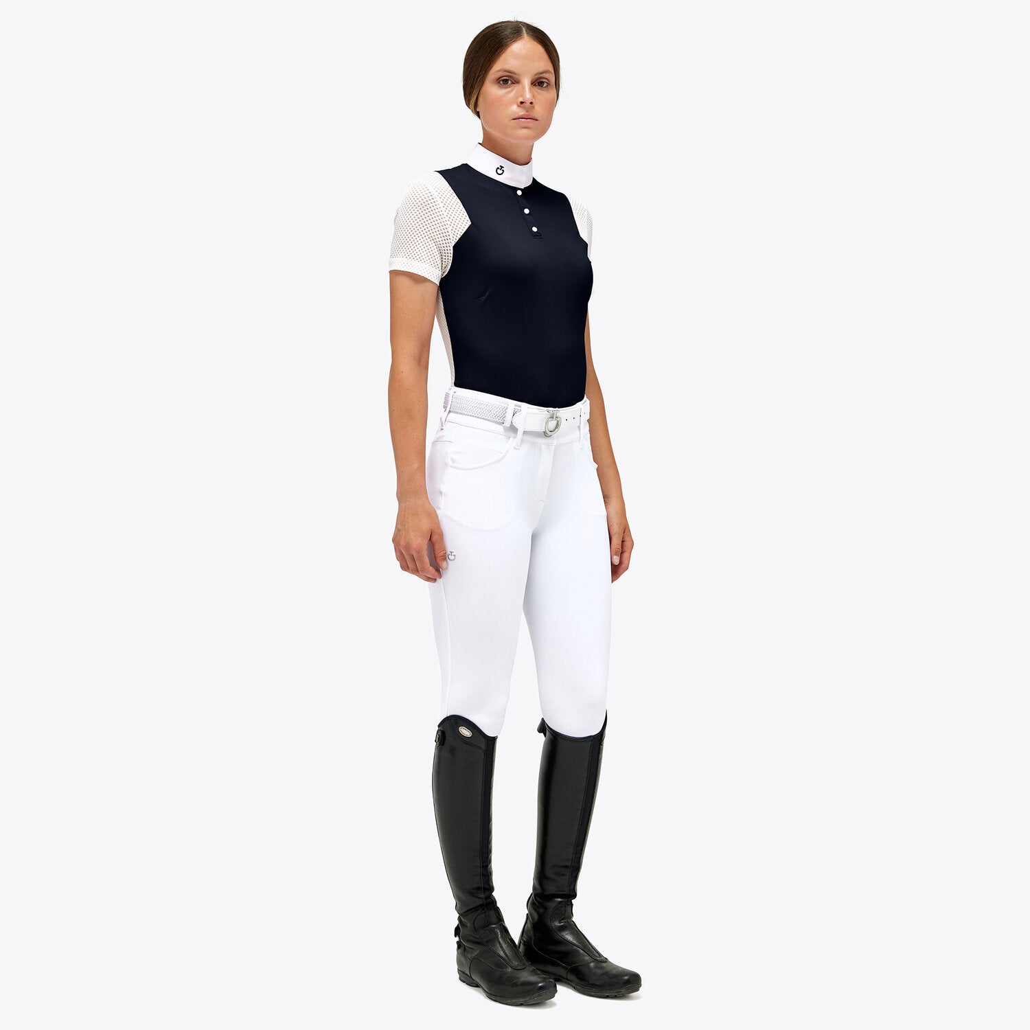 CAVALLERIA TOSCANA WOMEN'S LIGHTWEIGHT PIQUE AND TECH MESH S/S COMPETITION POLO
