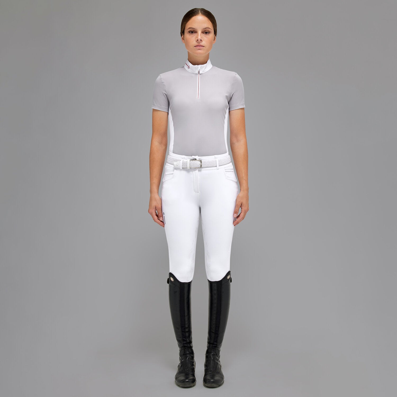 CAVALLERIA TOSCANA WOMEN'S REVO S/S JERSEY COMPETITION ZIP POLO W/ TECH KNIT BACK