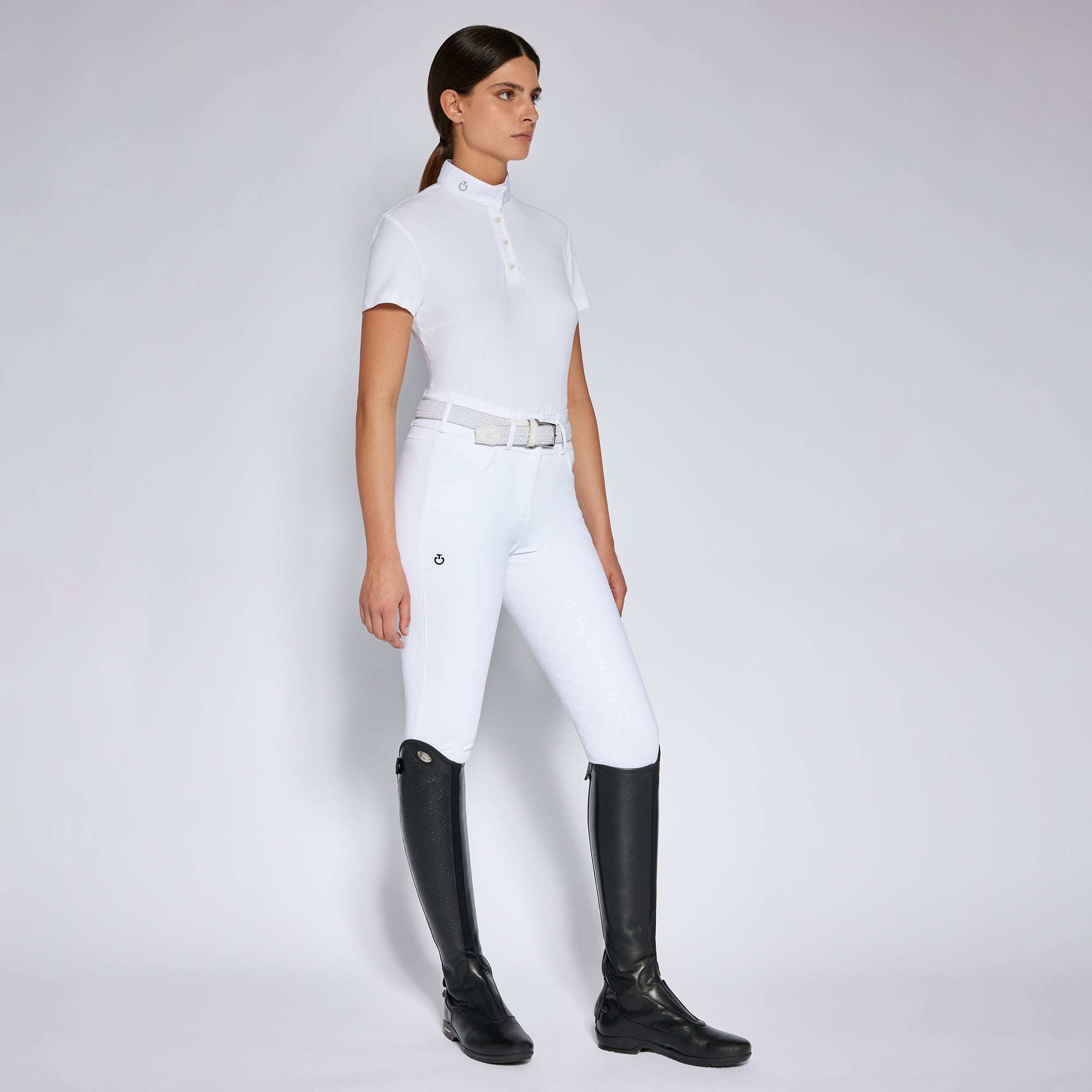 CAVALLERIA TOSCANA WOMEN`S TECH PIQUET S/S COMPETITION POLO WITH PLEATED COLLAR