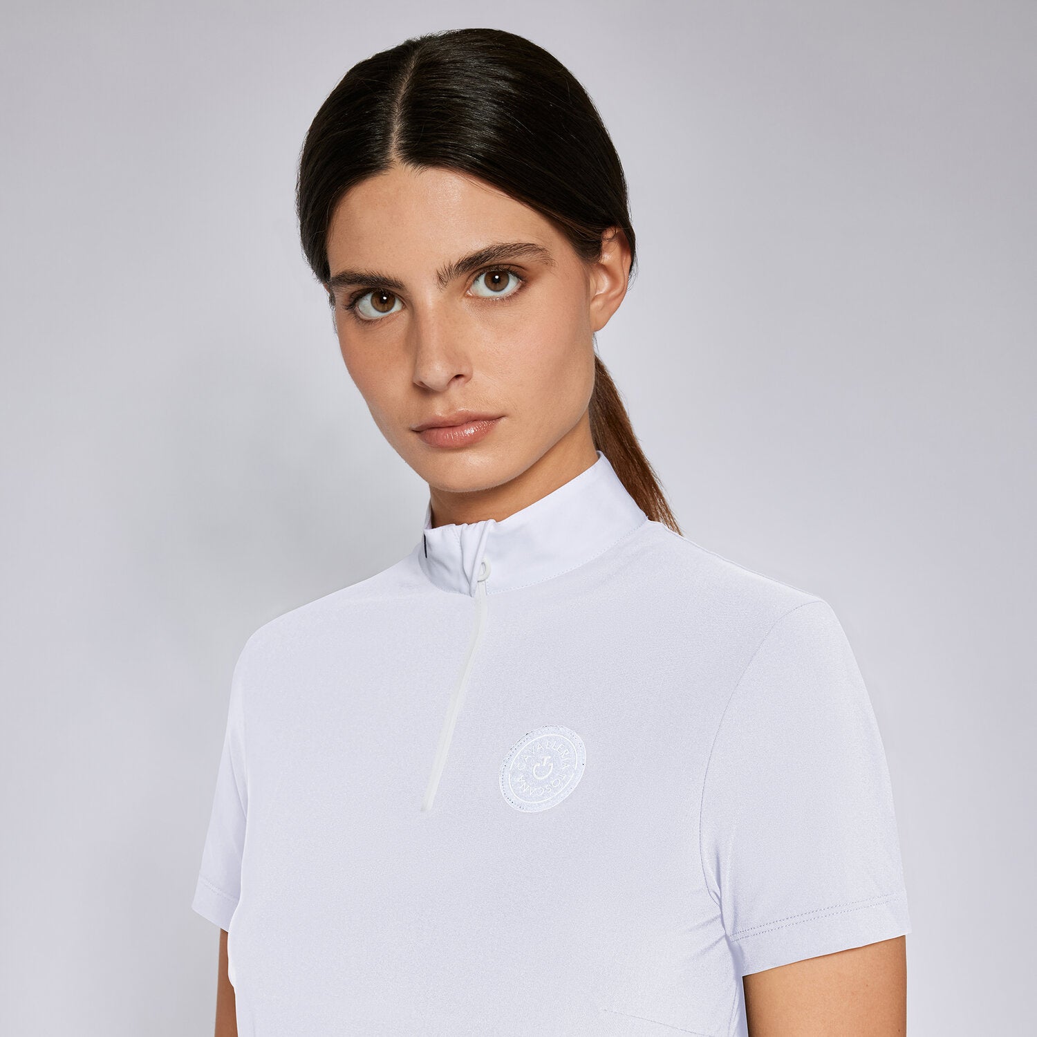 CAVALLERIA TOSCANA WOMEN'S JERSEY S/S ZIP COMPETITION POLO