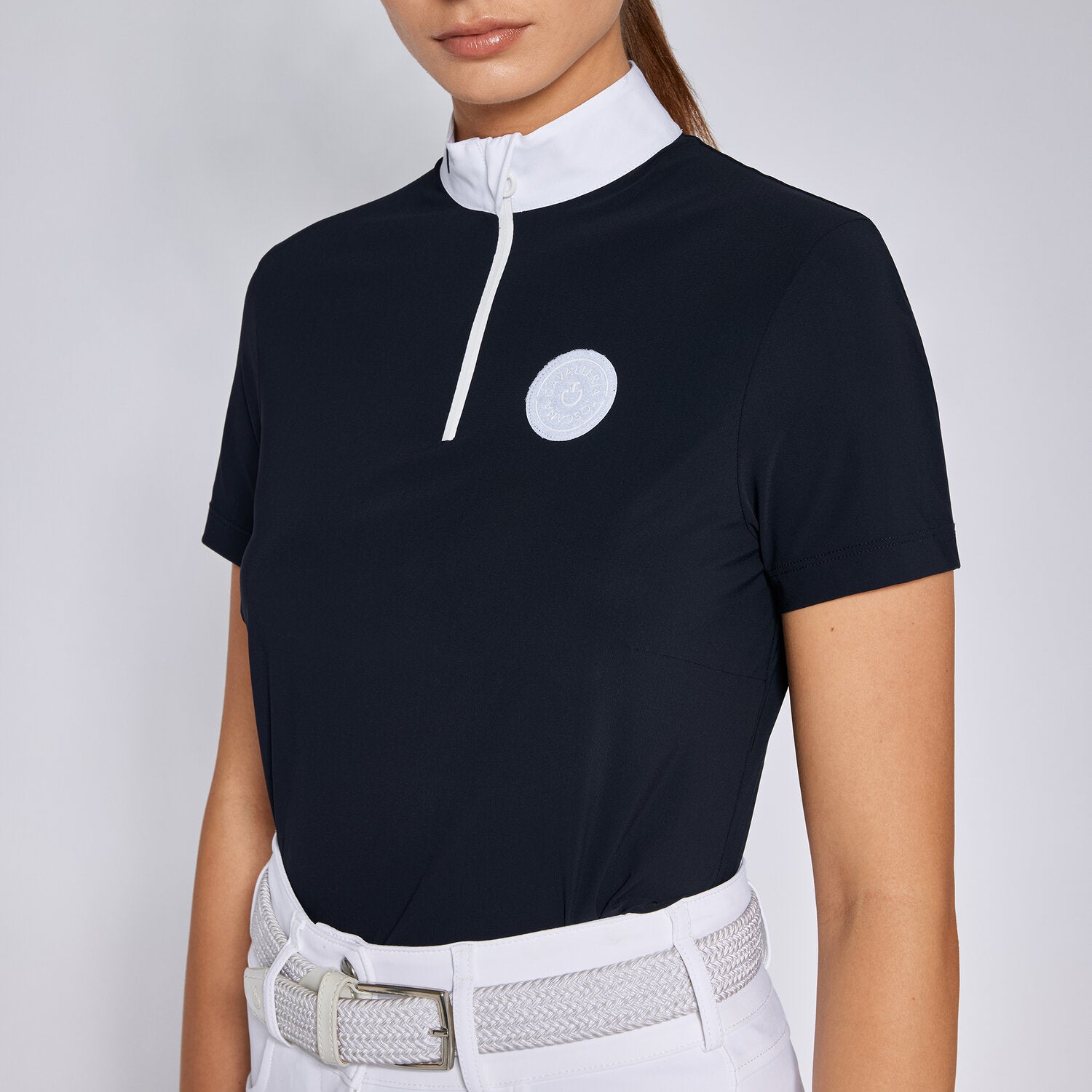 CAVALLERIA TOSCANA WOMEN'S JERSEY S/S ZIP COMPETITION POLO