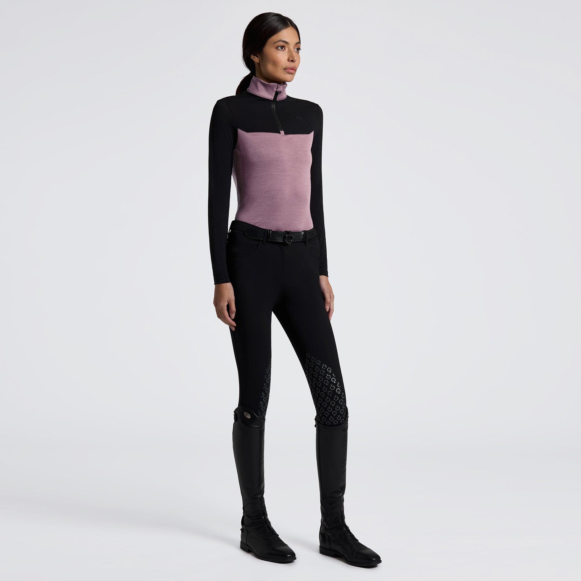 CAVALLERIA TOSCANA WOMEN'S L/S WOOL HALF ZIP TRAINING POLO