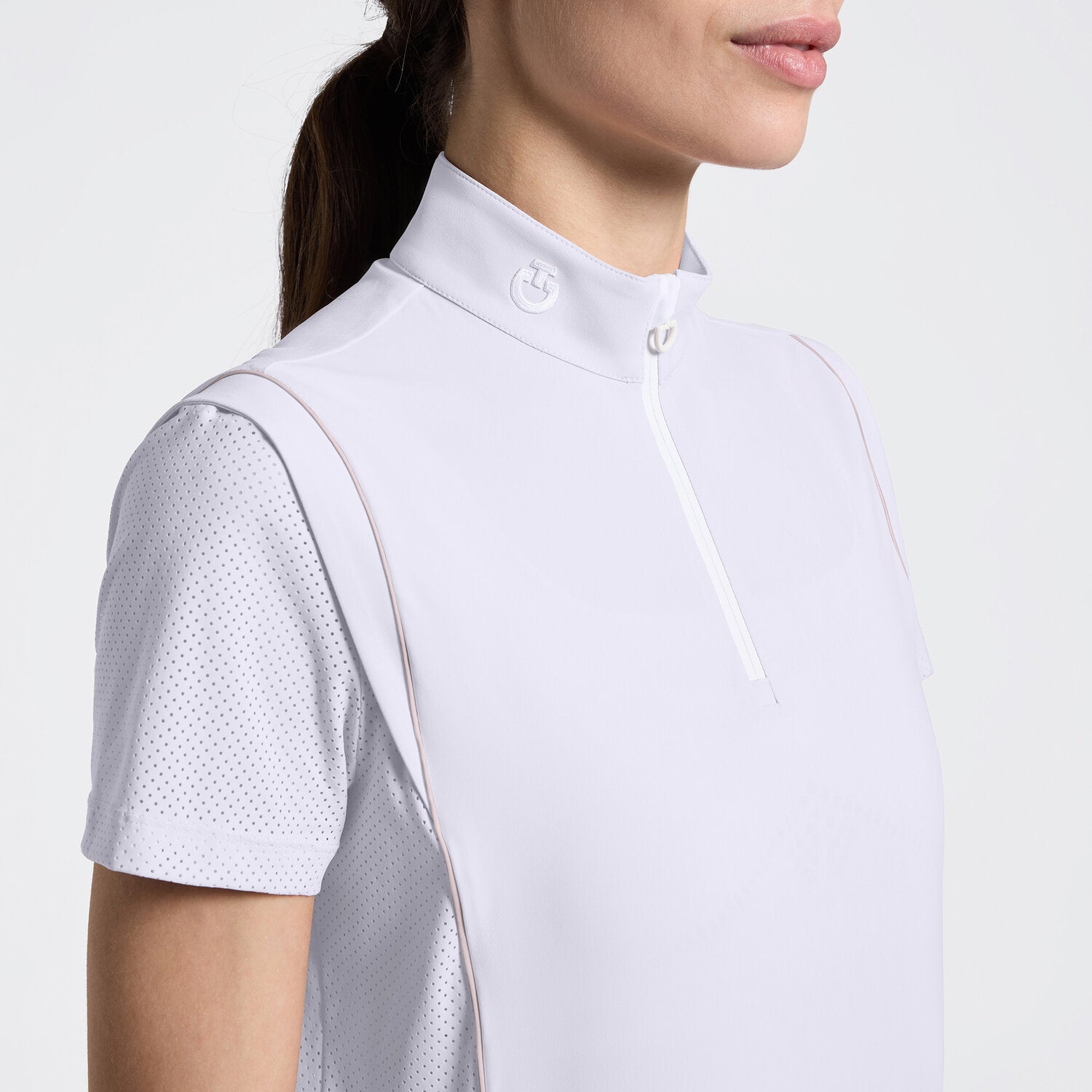 CAVALLERIA TOSCANA WOMEN'S JERSEY W/ PIPING S/S TRAINING POLO
