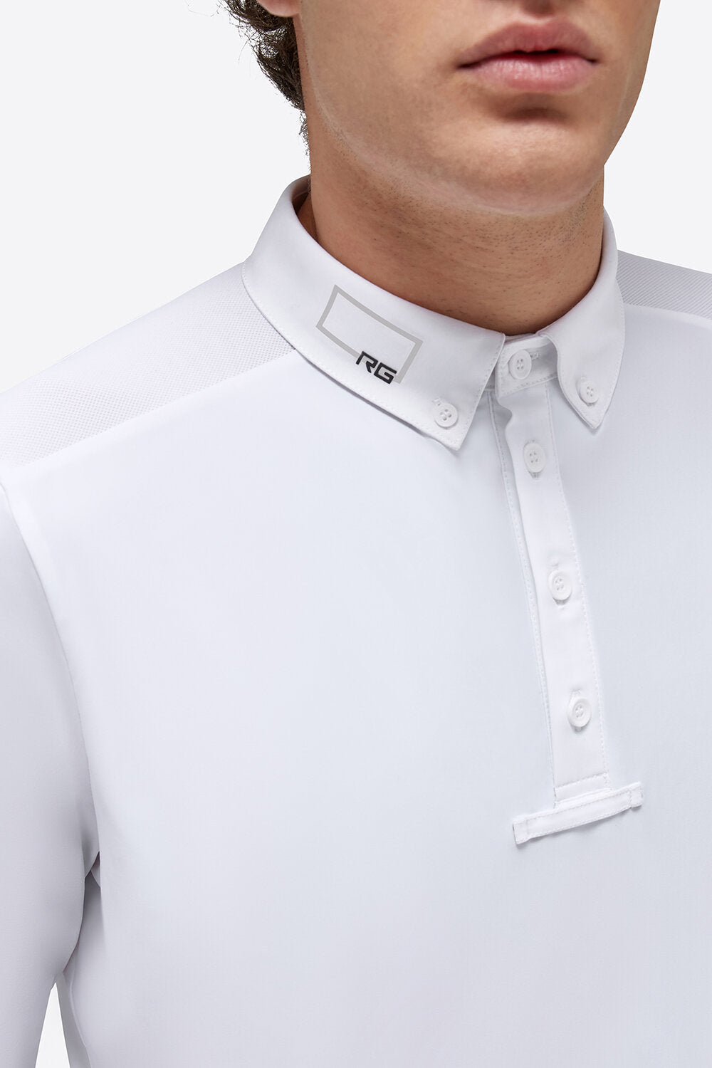 RG MENS JERSEY WITH PERFORATED INSERT L/S BOTTON COMPETITION SHIRT