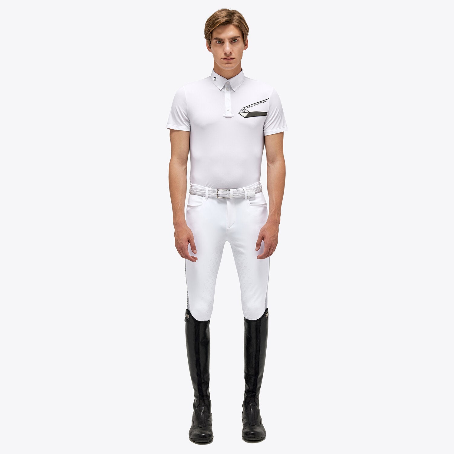 CAVALLERIA TOSCANA LIGHTWEIGHT PIQUET S/S COMPETITION POLO WITH Embossed Logo