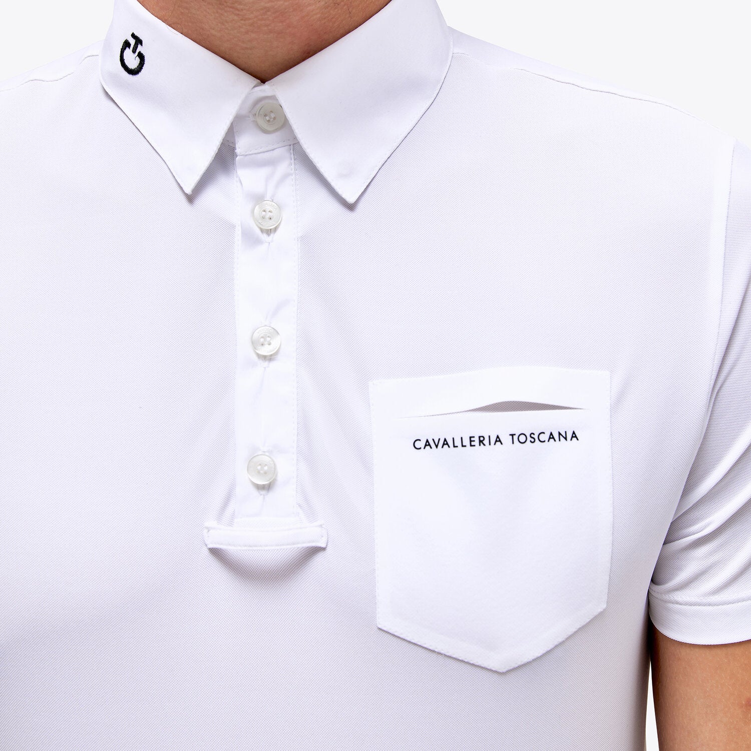 CAVALLERIA TOSCANA S/S TECHN PIQUET BUTTON POLO WITH CHEST POCKET