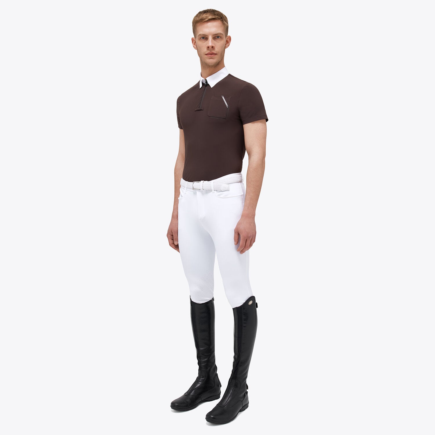 CAVALLERIA TOSCANA JERSEY S/S COMPETITION ZIP POLO WITH POCKET