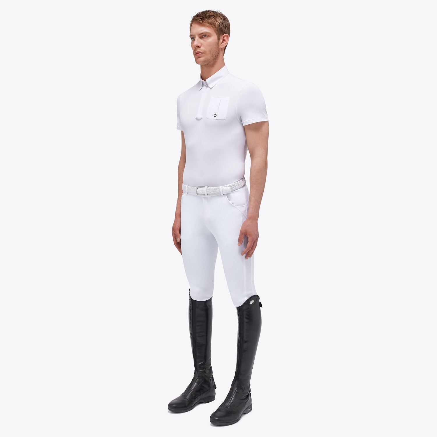 CAVALLERIA TOSCANA PIQUET S/S COMPETITION ZIP POLO WITH JERSEY LOGO POQUET