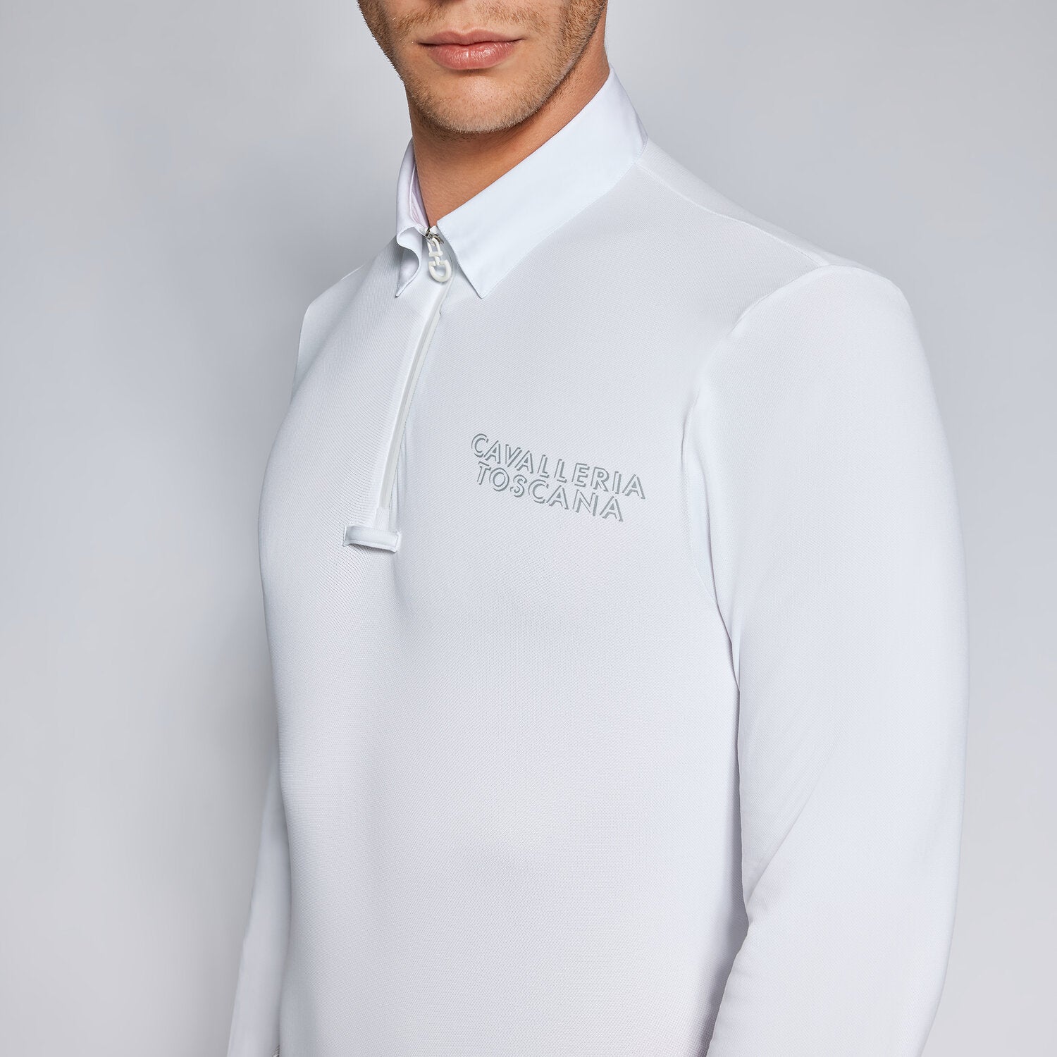 CAVALLERIA TOSCANA MENS TECH PIQUET L/S COMPETITION ZIP POLO