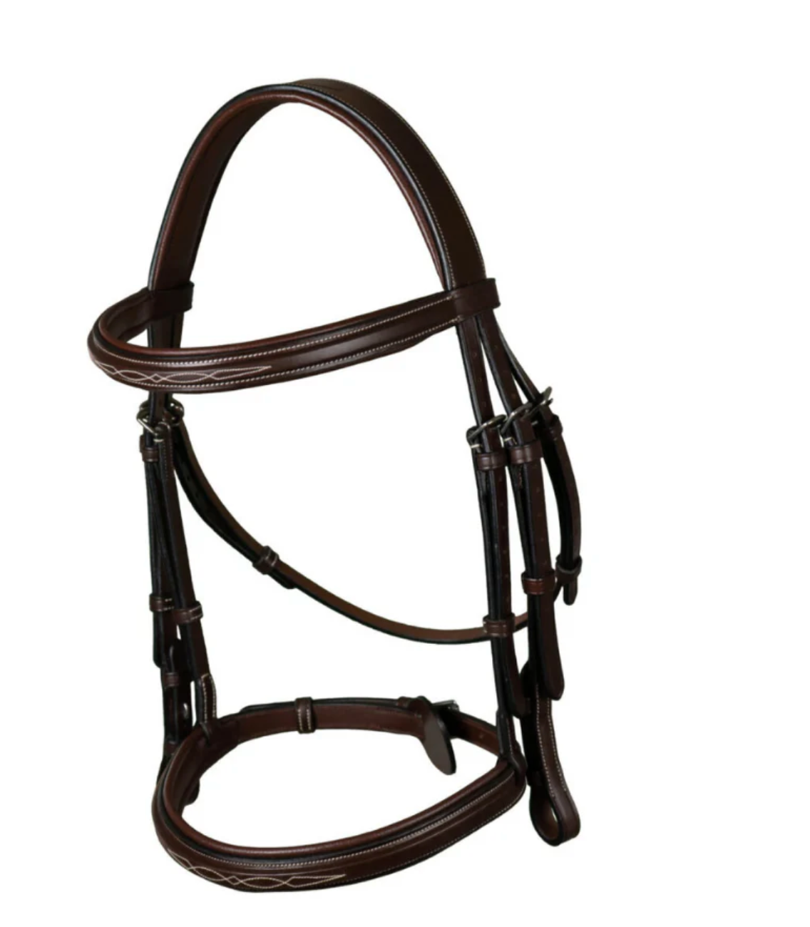 LEATHER COVERED ROPE NOSEBAND - D COLLECTION BROWN FULL