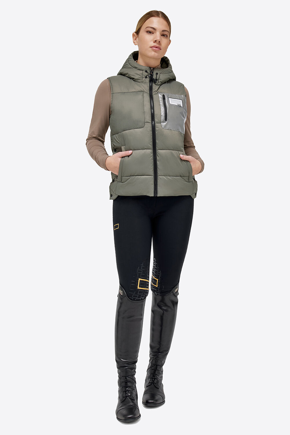 RG WOMENS NYLON QUILTED HOODED PUFFER VEST
