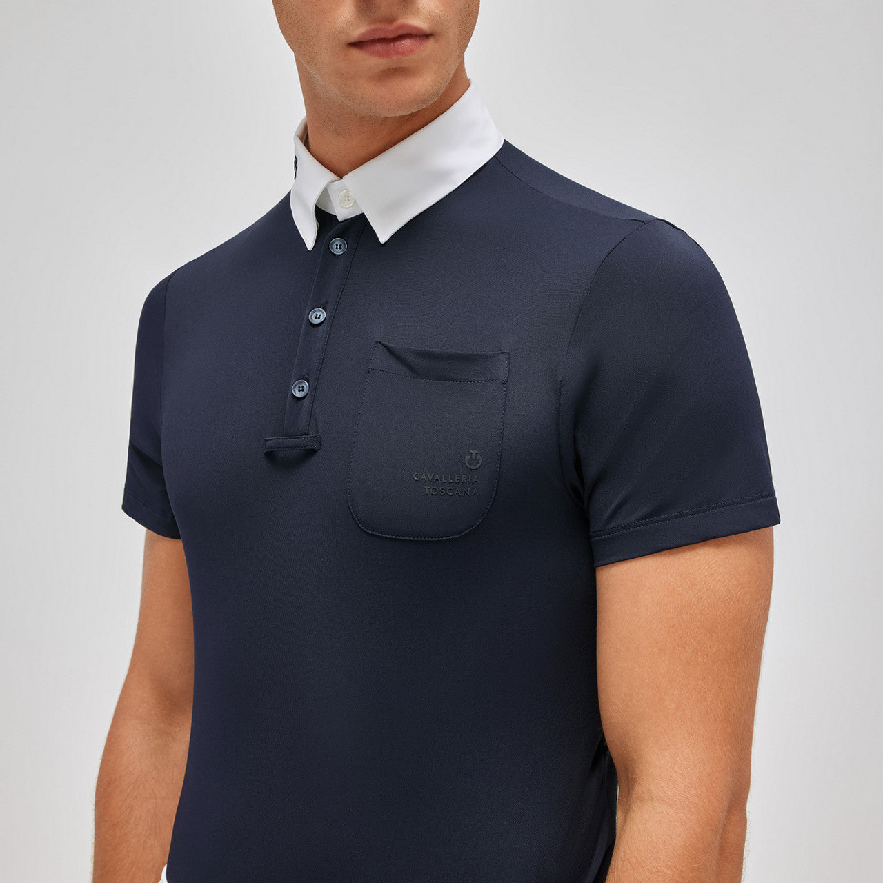 CAVALLERIA TOSCANA MEN'S TECHN PIQUET S/S COMPETITION BUTTON POLO  WITH POCKET