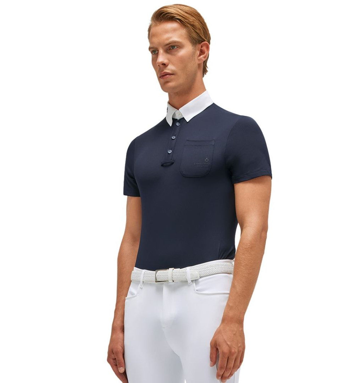 CAVALLERIA TOSCANA MEN'S TECHN PIQUET S/S COMPETITION BUTTON POLO  WITH POCKET