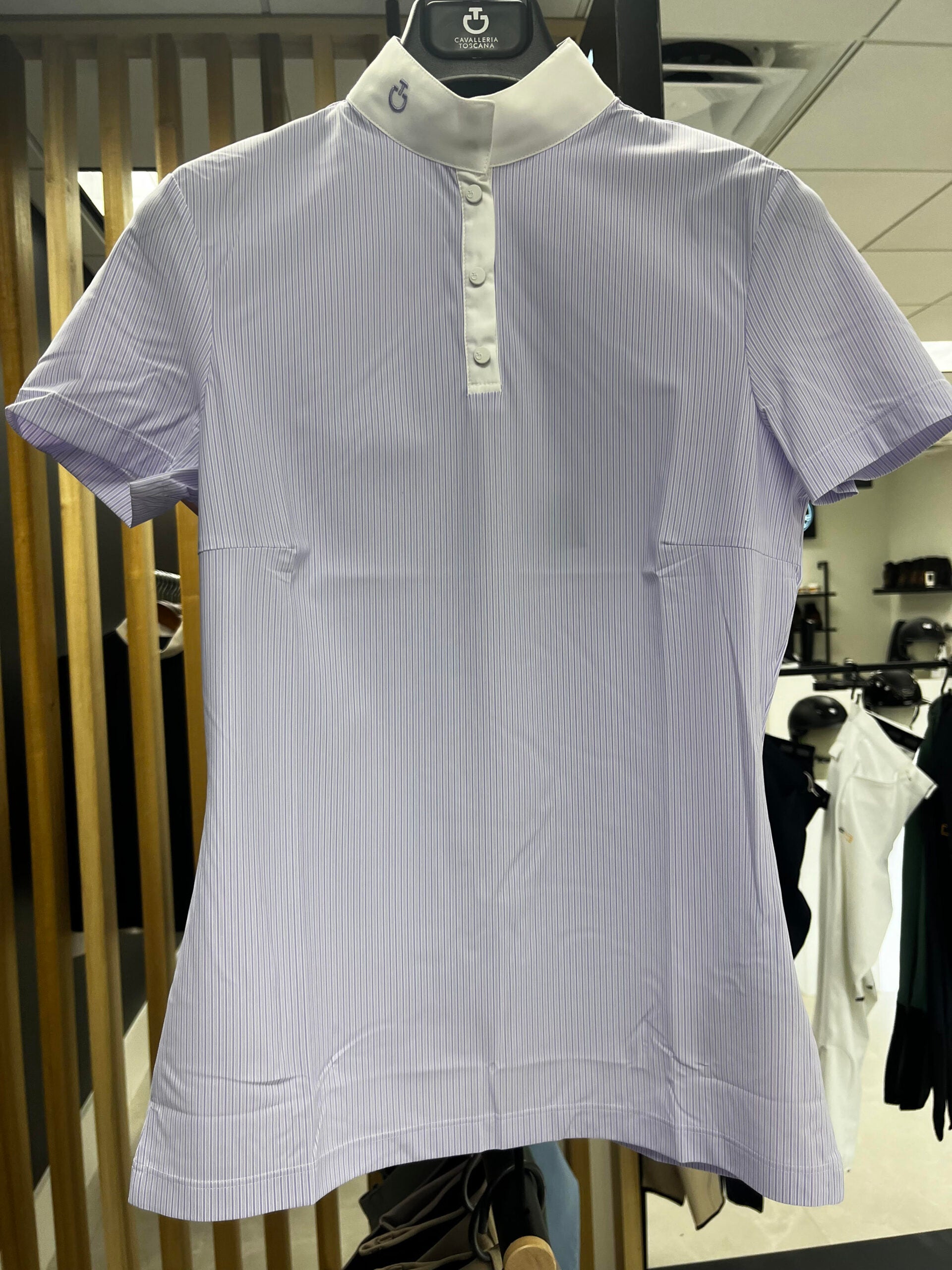 CAVALLERIA TOSCANA JERSEY PRINTED S\S BUTTON UP COMPETITION POLO - White/Light Purple - L